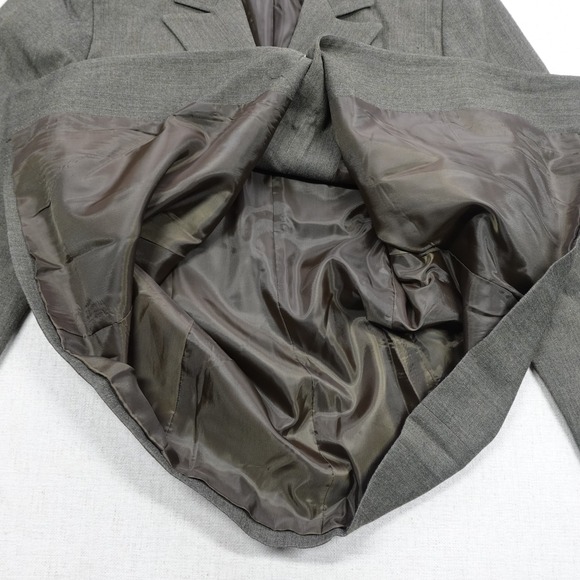 Saville Suit Blazer Skirt Set Womens 12 Olive Green Made USA Wool Career Lined - Picture 11 of 16